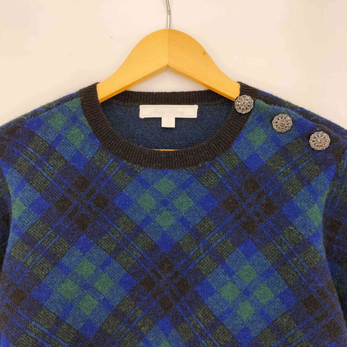 ブルックスブラザーズ BROOKS BROTHERS ナイロンブレンド ブラックウォッチ ショルダーボタン クルーネックセーター レディース import:M