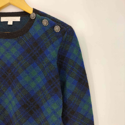 ブルックスブラザーズ BROOKS BROTHERS ナイロンブレンド ブラックウォッチ ショルダーボタン クルーネックセーター レディース import:M
