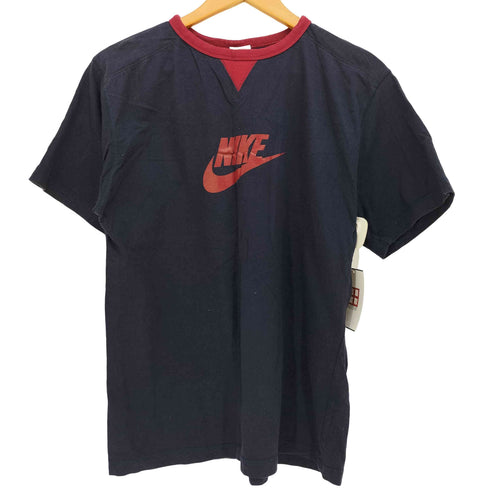 ナイキ NIKE 00S グレータグ センター ロゴ プリント 前V リンガー S/S Tシャツ メンズ import:M