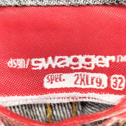 スワッガー SWAGGER 90S 初期 背面 ロゴ 刺繍 ダメージ加工 ブラック デニム メンズ 32