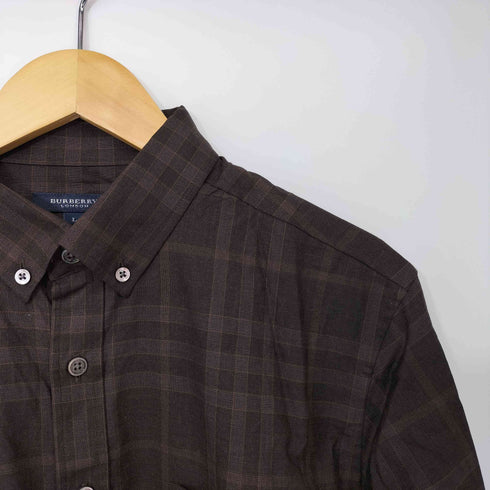 バーバリーロンドン BURBERRY LONDON ウール100 ボタンダウン チェックシャツ メンズ import:L