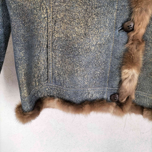 fur ファー切替レザートラッカージャケット レディース L
