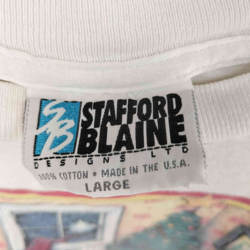 STAFFORD BLAINE 90S USA製 クリスマス アートプリント Tシャツ メンズ import:L