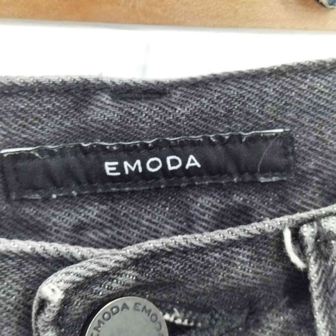 エモダ EMODA ユーズド ライク ワイド ジャスト ウエスト ジーンズ バギー デニム パンツ レディース JPN:S
