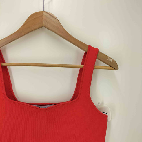 ザラ ZARA スクエアネック リブ タンクトップ レディース import:M