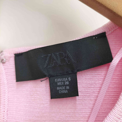 ザラ ZARA リボン付きペプラムニットトップス レディース import:S