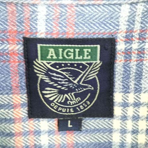 エーグル AIGLE チェック ボタンダウン ネルシャツ メンズ L