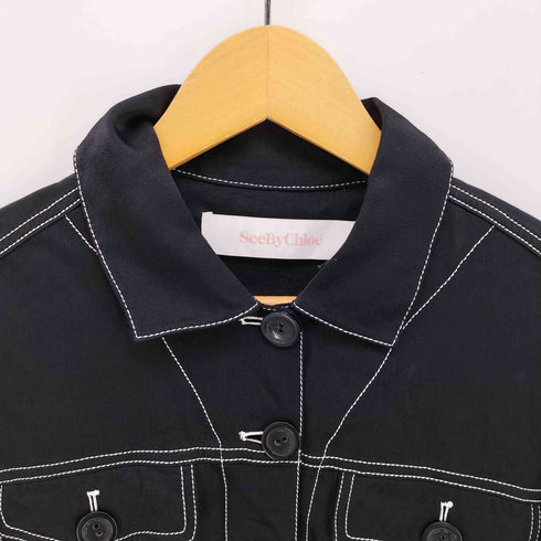 シーバイクロエ SEE BY CHLOE ステッチデザイン クロップドジャケット レディース FR:38