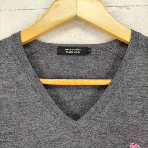 バーバリーブラックレーベル BURBERRY BLACK LABEL ホース刺繍 Vネック ウール ニット セーター メンズ 3