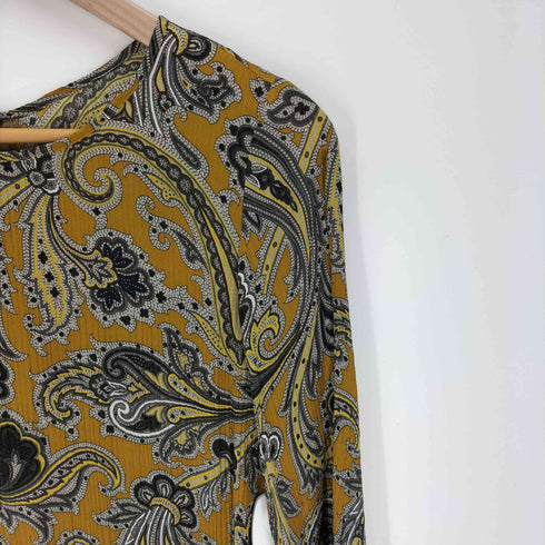 (株)ルドーム シルク100 ペイズリー プリーツ L/S シャツ ワンピース レディース