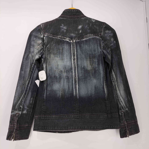 00s Y2K ウォッシュド デニム ライダースジャケット レディース JPN:S