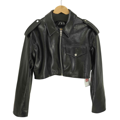 ザラ ZARA Black Jacket ブラック レザー ジャケット レディース import:M