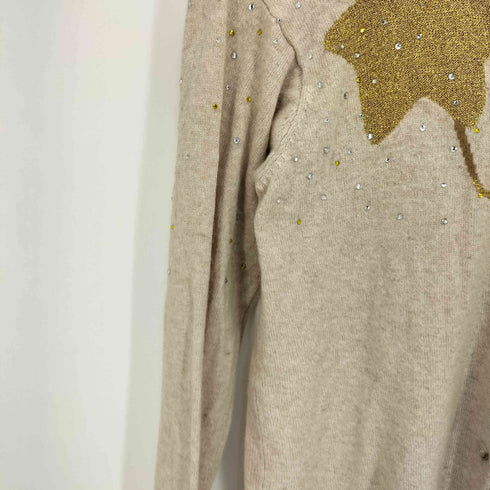 ツモリチサト TSUMORI CHISATO カシミヤアンゴラ混 スター ラメ ラインストーン クルーネック カーディガン レディース JPN:2