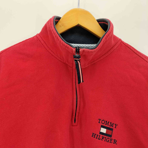 トミーヒルフィガー TOMMY HILFIGER 00S 台湾製 ロゴ 刺繍 ハーフジップ プルオーバー スウェット メンズ import:M