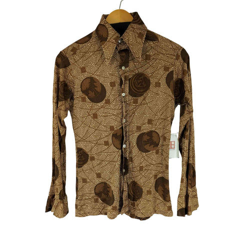 Maxino California Desin USA製 70S 総柄 L/S シャツ メンズ import:S