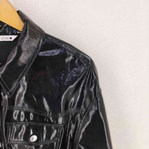ザラ ZARA Faux Leather Dress コーティング フェイクレザー シャツ ワンピース レディース L