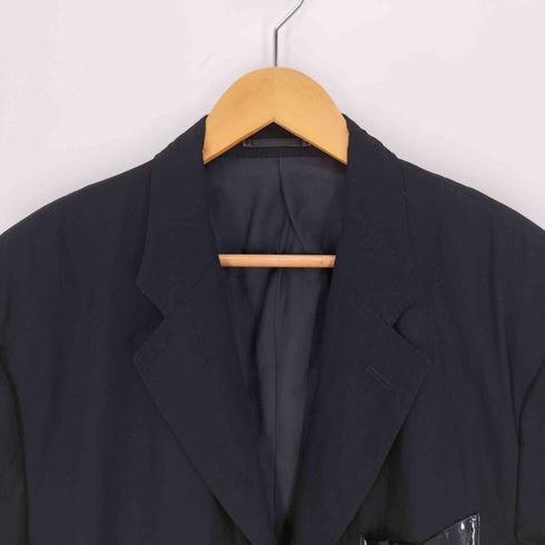 コムデギャルソンオムプリュス COMME des GARCONS HOMME PLUS AD1991 1991AW ナイロン混 シングルブレスト 3B エナメル切替ポケット テーラード ジャケット メンズ import:M