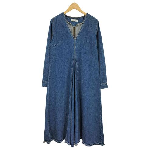 ザラ ZARA Aライン デニムマキシワンピース レディース import:S