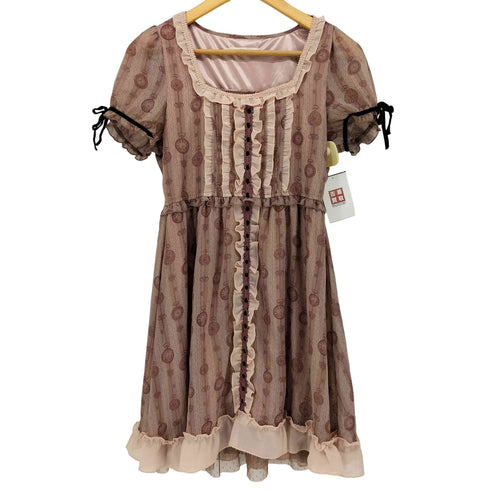 アクシーズファム axes femme クロック柄 袖リボン レース シャツ ワンピース レディース JPN:M