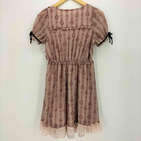 アクシーズファム axes femme クロック柄 袖リボン レース シャツ ワンピース レディース JPN:M