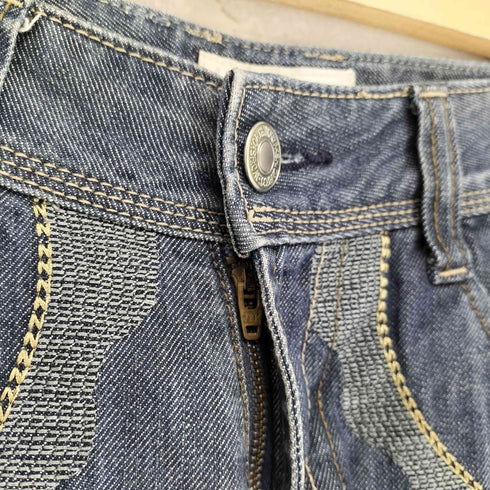 ikca 刺繍デザイン ジップフライフレアデニムパンツ Y2K レディース JPN:S