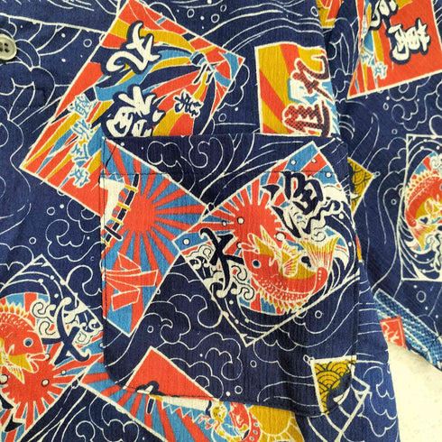 Japanese pattern 和柄 魚 シャツ メンズ JPN:M