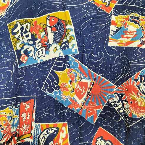 Japanese pattern 和柄 魚 シャツ メンズ JPN:M