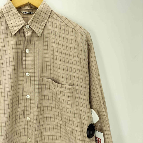 オーラリー AURALEE 18AW WASHED FINX TWILL BIG SHIRTS L/S ウォッシュド フィンクス ツイル ビッグシャツ チェック メンズ JPN:3