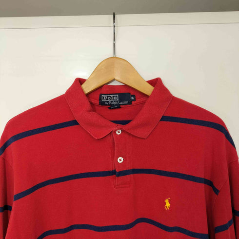 ポロバイラルフローレン Polo by RALPH LAUREN 90s USA製 ポニー刺繍 ボーダー L/S ポロシャツ メンズ import:XL