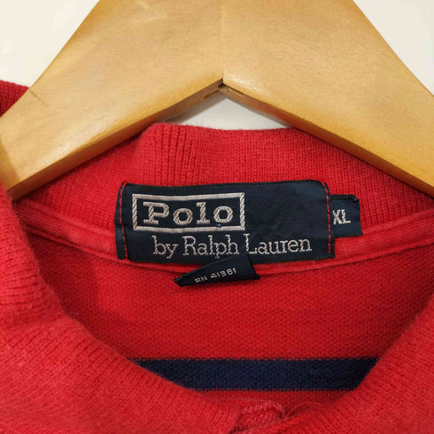 ポロバイラルフローレン Polo by RALPH LAUREN 90s USA製 ポニー刺繍 ボーダー L/S ポロシャツ メンズ import:XL