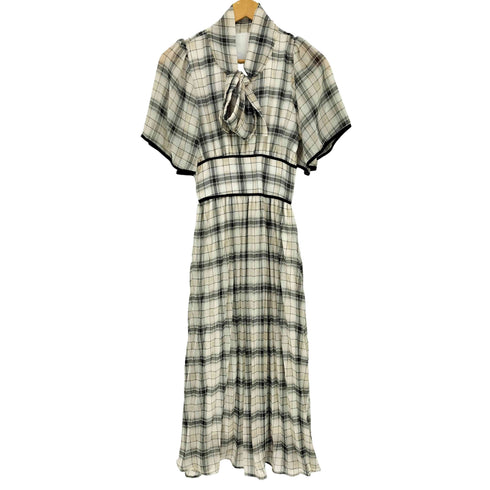 トッコクローゼット tocco closet ボウタイリボン付きフレアスリーブチェックワンピース レディース JPN:M