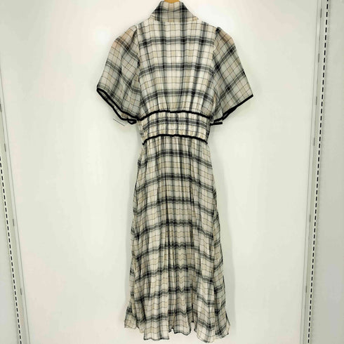 トッコクローゼット tocco closet ボウタイリボン付きフレアスリーブチェックワンピース レディース JPN:M