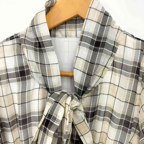 トッコクローゼット tocco closet ボウタイリボン付きフレアスリーブチェックワンピース レディース JPN:M