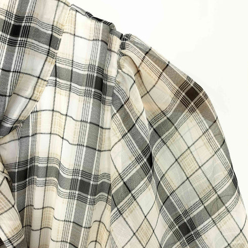 トッコクローゼット tocco closet ボウタイリボン付きフレアスリーブチェックワンピース レディース JPN:M