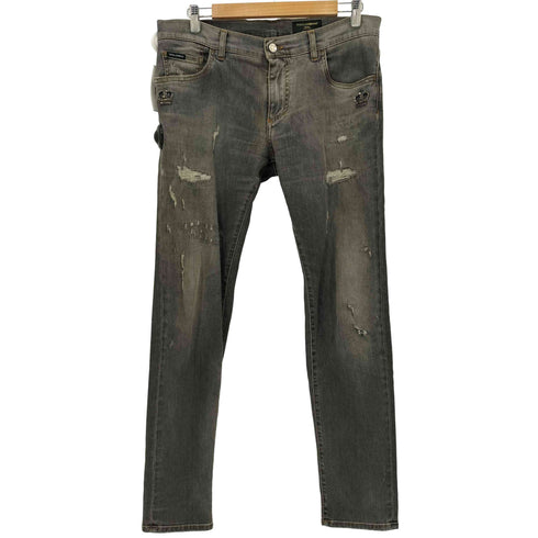 ドルチェアンドガッバーナ DOLCE&GABBANA SKINNY リペア加工 スキニーデニムパンツ メンズ 50