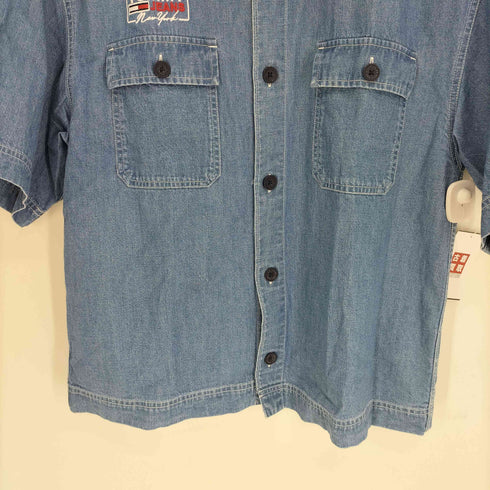 トミーヒルフィガー TOMMY HILFIGER ロゴ刺繍 プリント ボックスシルエット ショートスリーブ デニムシャツ メンズ import:S