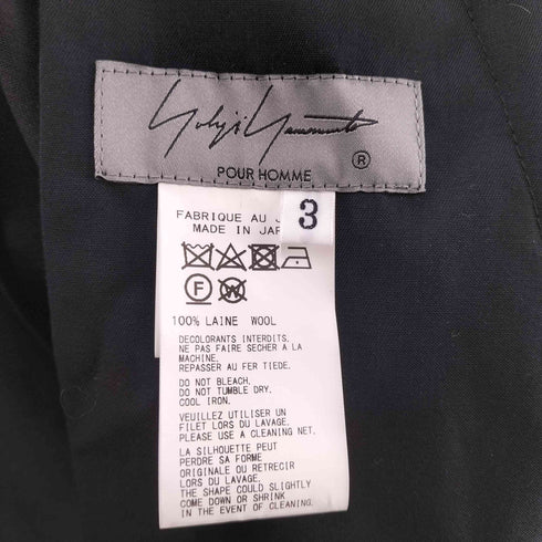 ヨウジヤマモトプールオム Yohji Yamamoto POUR HOMME 23SS ウール ギャバ プリーツ ベンツ ラップ クロス 巻き スカート メンズ JPN:3