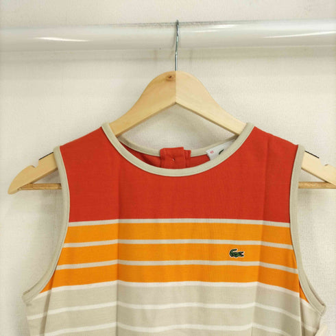 ラコステ LACOSTE 鹿の子 ノースリーブ ひざ丈 ワンピース レディース JPN:40