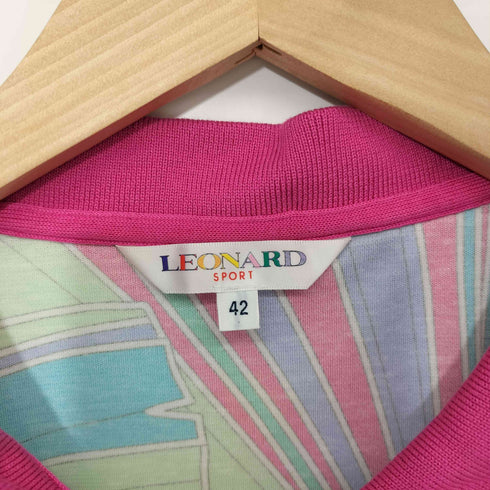 レオナールスポーツ LEONARD SPORT 総柄 ロゴ刺繍 プリント ポロシャツ レディース FR:42
