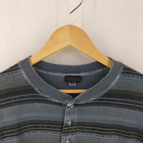 グラミチ GRAMICCI 80-90S USA製 ヘンリーネック ボーダー ロングスリーブTシャツ メンズ S