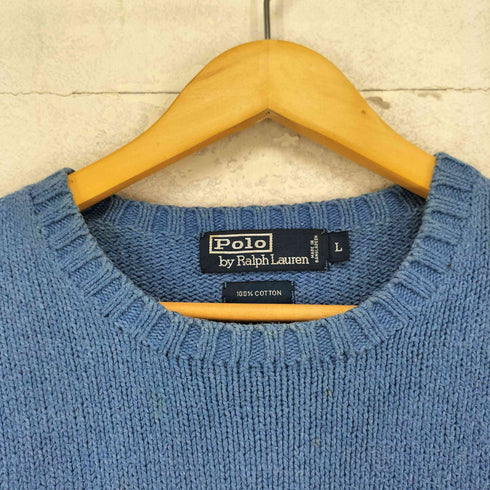 ポロバイラルフローレン Polo by RALPH LAUREN 100%COTTON ポニー刺繍クルーネックニット メンズ import:L
