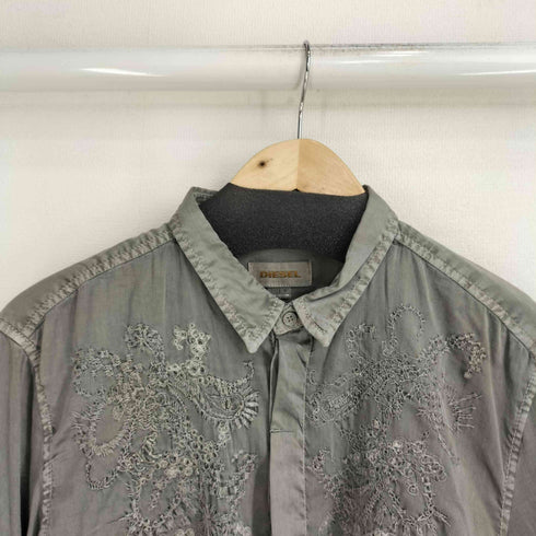 ディーゼル DIESEL フラワー刺繍 ロングスリーブシャツ メンズ M