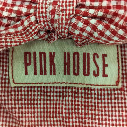 ピンクハウス PINK HOUSE リボン チェック切替 トートバッグ レディース