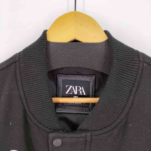 ザラ ZARA 袖レザー ワッペン スタジャン アワードジャケット メンズ S-M