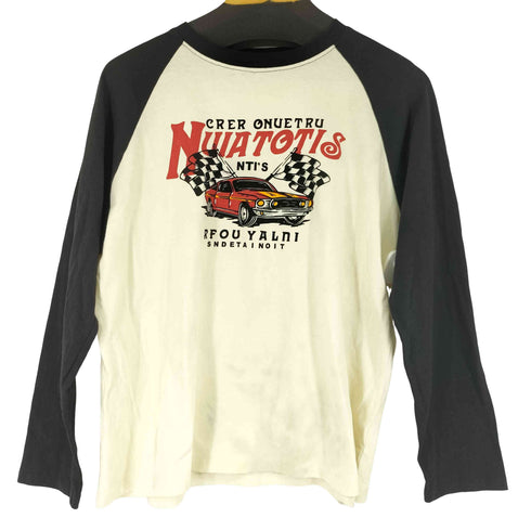レースカープリント ラグランTシャツ レディース