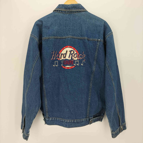 ハードロックカフェ Hard Rock Cafe 両面 ロゴ 刺繍 デニム トラッカー ジャケット メンズ import:M