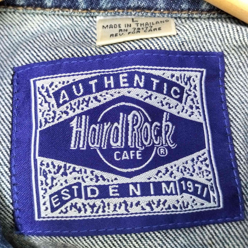 ハードロックカフェ Hard Rock Cafe 両面 ロゴ 刺繍 デニム トラッカー ジャケット メンズ import:M