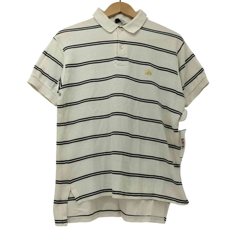 ブルックスブラザーズ BROOKS BROTHERS 90s USA製 GOLDEN FLEECE 金羊 刺繍 鹿の子 ピケ ボーダー ポロシャツ メンズ import:M