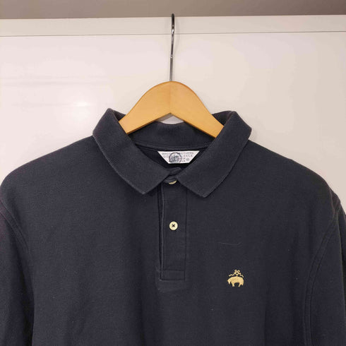 ブルックスブラザーズ BROOKS BROTHERS 90s USA製 GOLDEN FLEECE 金羊 刺繍 鹿の子 ピケ ボーダー ポロシャツ メンズ import:M