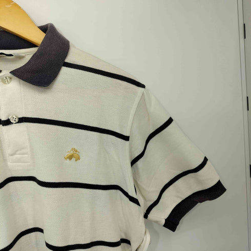 ブルックスブラザーズ BROOKS BROTHERS 90s USA製 GOLDEN FLEECE 金羊 刺繍 鹿の子 ピケ ボーダー ポロシャツ メンズ import:M